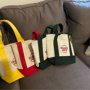 Trader Joe’s mini totes. Set with one of each color. New with tags.